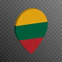 Map pointer with Lithuania flag. Vector illustration.