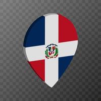 Map pointer with Dominican Republic flag. Vector illustration.