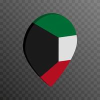 Map pointer with Kuwait flag. Vector illustration.