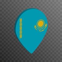 Map pointer with Kazakhstan flag. Vector illustration.