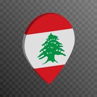 Map pointer with Lebanon flag. Vector illustration.