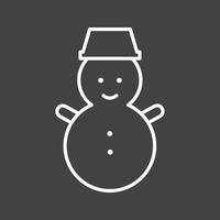 hermoso icono de vector de línea de muñeco de nieve
