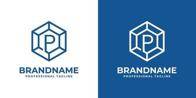 logotipo inicial de diamante hexagonal p, adecuado para cualquier negocio con p inicial. vector