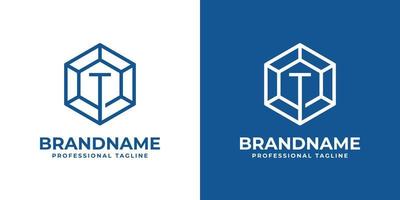 logotipo inicial de diamante hexagonal t, adecuado para cualquier negocio con t inicial. vector