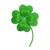 Cartoon four leaf clover icon isolated on white background for St. Patrick s Day. Vector illustration.