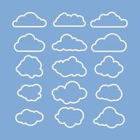 Cloud icons on a gray-blue background in a linear style for print and design. Vector illustration.