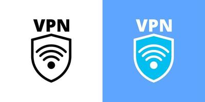 logo vpn blanco y azul en estilo plano para impresión y diseño. ilustración vectorial vector