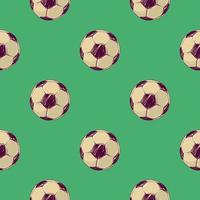 Pattern of hand-drawn soccer balls on a green background for printing and design.Vector illustration. vector