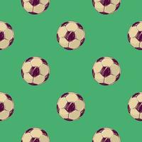 Pattern of hand-drawn soccer balls on a green background for printing and design.Vector illustration. vector