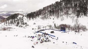 Bakuriani, Georgia, 2022 - spectators crowd in Fis Freestyle skiing world competition