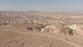 Aerial view tent on canyon with scenic outdoors panorama .Adventurous holidays concept video