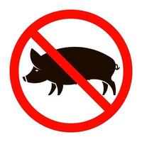 Pig emblem in prohibition sign. Vector illustration