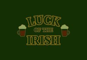 Icon on the theme of St. Patrick s Day, the inscription Irish Luck with two icons of beer mugs. Vintage style Vector illustration.