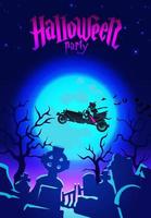 Halloween party invitation poster in cartoon style for printing and design.Vector illustration. vector