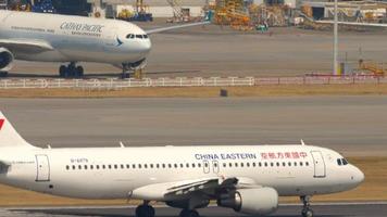 HONG KONG NOVEMBER 10, 2019 - China Eastern Airbus A320 B 6879 begin accelerate before departure from Chek Lap Kok International Airport, Hong Kong,. video