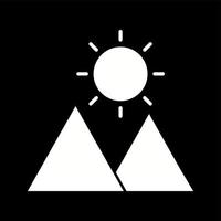 Unique Sun on Mountain Vector Glyph Icon