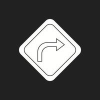 Beautiful Right turn ahead Vector Glyph icon