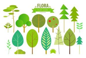 Set of trees. Flat icons vector