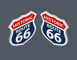 Historical signpost route 66 in isometry for the map. Vector illustration.