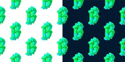 Set of patterns from green bitcoin sign. Vector illustration