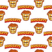 Multicolored pattern of cups with nuggets for the holiday on a white background. For printing and decoration of the holiday menu. Vector illustration.