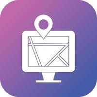 Beautiful Maps on computer Vector Glyph icon