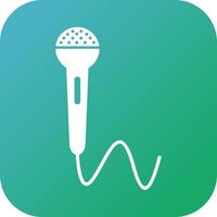 Beautiful Mic with Wire Glyph Vector Icon