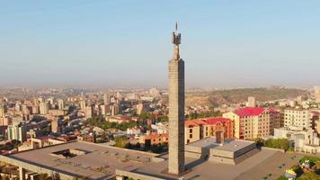 Yerevan, Armenia, 2021 - Aerial view monument at top of cascade complex in Yerevan capital Armenia, Caucasus region travel destination eurasia video