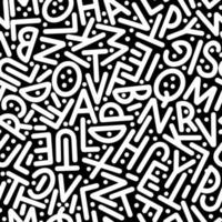 Seamless pattern from the alphabet. White letters on a black background. vector