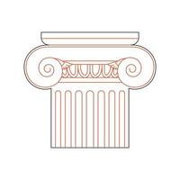 Greek Column in Linear Style for Laser Cutting and Engraving. Vector illustration.