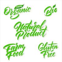 Handwritten lettering for green products labels. vector