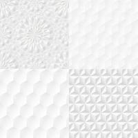 Set of white geometric seamless extruded patterns. vector