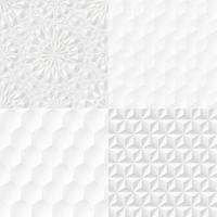 Set of white geometric seamless extruded patterns. vector