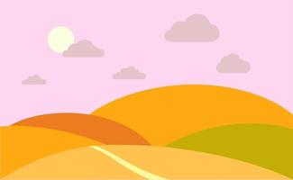 Concept of autumn landscape of hills in flat style for print and design.Vector illustration. vector