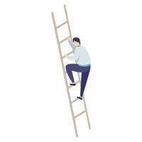 concepto con un hombre subiendo escaleras en estilo plano e isométrico para impresión y diseño.ilustración vectorial. vector