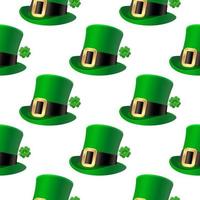 Pattern for Patrick's Day from green hats on a white background in cartoon style.Vector illustration. vector