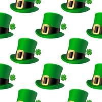 Pattern for Patrick's Day from green hats on a white background in cartoon style.Vector illustration. vector