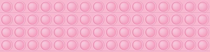 Popping toy pink background as a fashionable silicon toy for fidgets. Addictive anti-stress toy in pastel colors. Bubble sensory for kids. Vector illustration in rectangle format suitable for bunner.