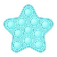 Popping toy blue star a fashionable silicon toy for fidgets. Addictive anti-stress toy in pastel pink color. Bubble sensory developing toy for kids fingers. Vector illustration isolated