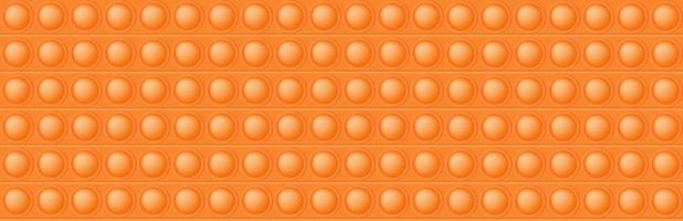 Popping toy orange seamless pattern as a fashionable silicon fidget toy. Addictive anti-stress toy in bright color. Vector illustration in rectangle format for banner.