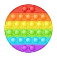 Popping toy bright rainbow figure circle silicon toy for fidgets. Addictive bubble sensory developing toy for kids fingers. Vector illustration isolated