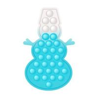 Muñeco de nieve navideño al estilo de un juguete inquieto. colores azul y blanco. feliz año nuevo regalo colorido juguete. juguete de moda sensorial de burbujas para niños. ilustración vectorial aislada. vector