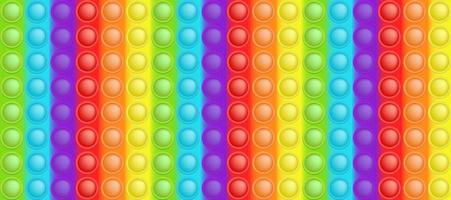 Popping toy colorful rainbow background like a fashionable silicon toy for fidgets. Addictive anti stress bubble toy in bright colors. Vector illustration in rectangle format suitable for bunner.