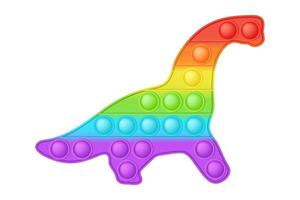 Popping toy bright rainbow dinosaur silicon toy for fidgets. Addictive bubble sensory developing toy for kids fingers. Vector illustration isolated