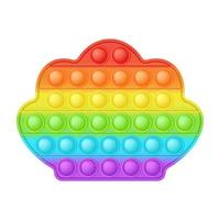 Popping toy bright rainbow seashell silicon toy for fidgets. Addictive bubble sensory developing toy for kids fingers. Vector illustration isolated