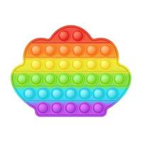 juguete que hace estallar juguete de silicona de concha de arco iris brillante para inquietos. adictivo juguete de desarrollo sensorial de burbujas para los dedos de los niños. ilustración vectorial aislada vector