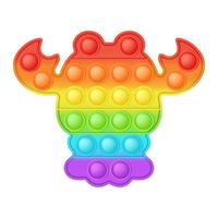 Popping toy bright rainbow crayfish silicon toy for fidgets. Addictive bubble sensory developing toy for kids fingers. Vector illustration isolated