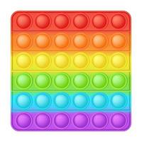 Popping toy bright rainbow square silicon toy for fidgets. Addictive bubble sensory developing toy for kids fingers. Vector illustration isolated