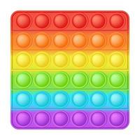 Popping toy bright rainbow square silicon toy for fidgets. Addictive bubble sensory developing toy for kids fingers. Vector illustration isolated