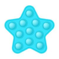 Popping toy bright teal star silicon toy for fidgets. Addictive bubble sensory developing toy for kids fingers. Vector illustration isolated